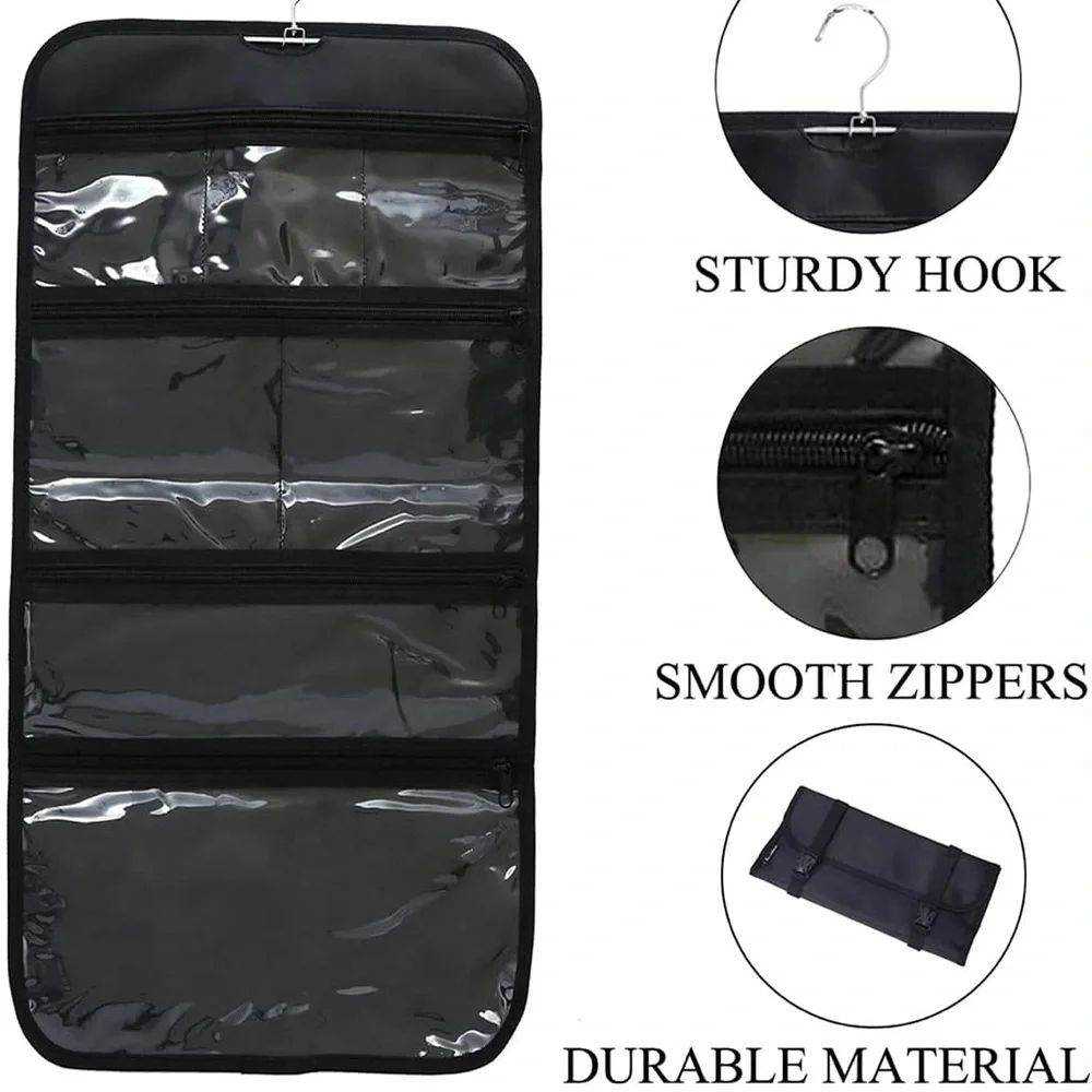 JEWELRY ORGANIZER TRAVEL OR HOME BLACK 5 GENEROUS POCKETS DESIGNED for Mary Kay